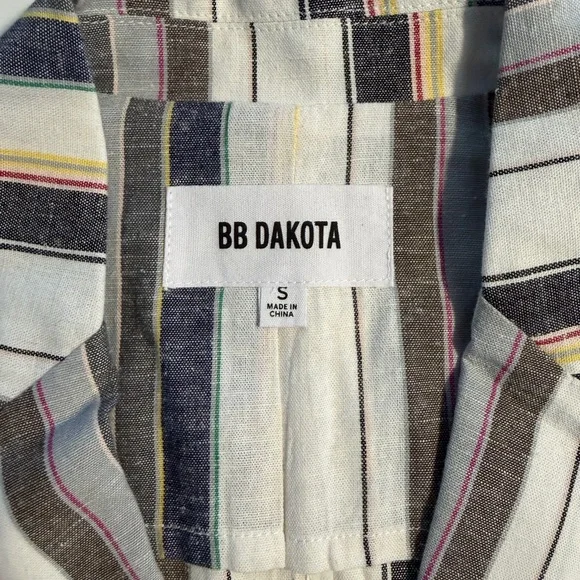 BB Dakota Striped Cotton Linen Long Sleeve Blazer with Buttons in Size Small - Picture 4 of 5